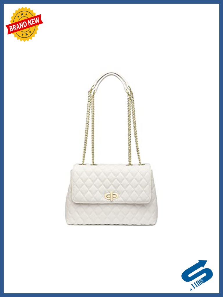 Quilted Crossbody Shoulder Bag Faux Leather Flap Gold Chain